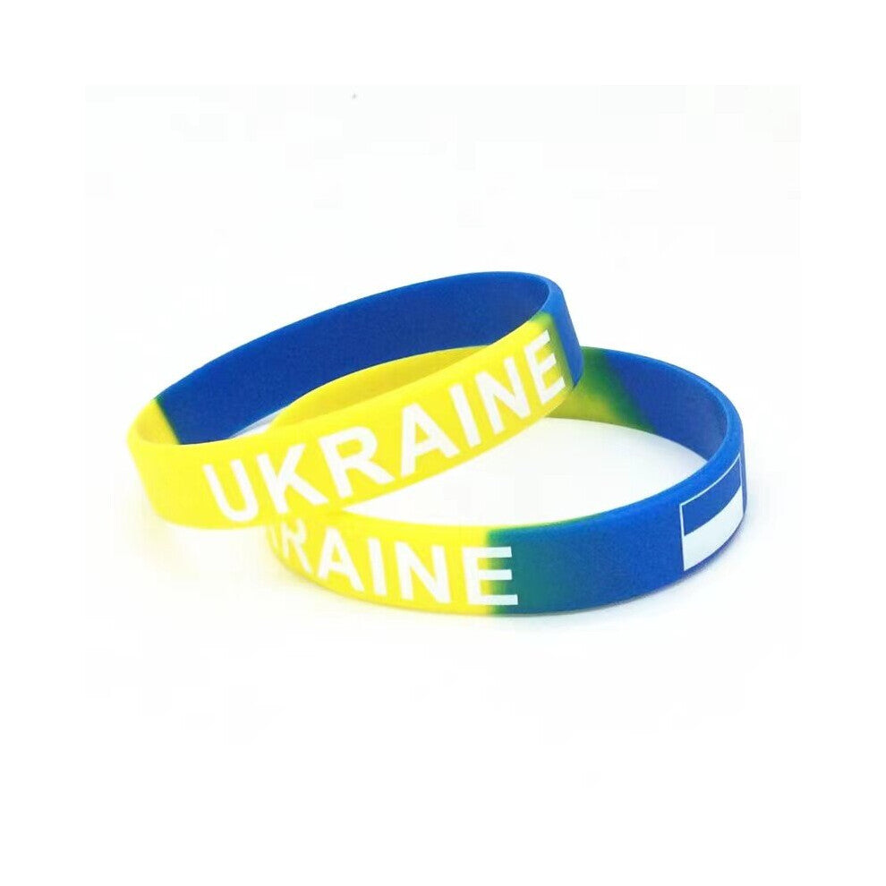 1 Pcs Ukraine National Flag Wristband Yellow Football Sport Elastic Silicone Bracelets&Bangles