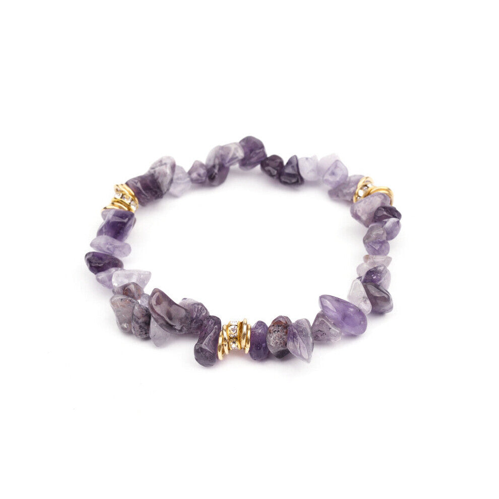 Healing Bracelet with Crystal Spacer Anxiety Crystal Natural Stone Men Women Stress Relief Reiki Yoga Chip Stone Bracelets DIY