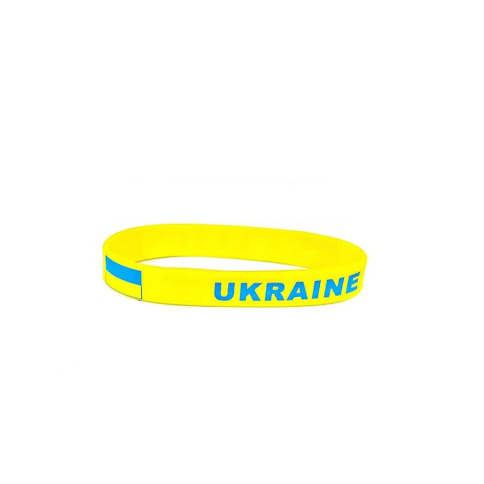 1 Pcs Soccer Ukraine National Flag Wristband Yellow Football Sport Elastic Silicone Bracelets&Bangles