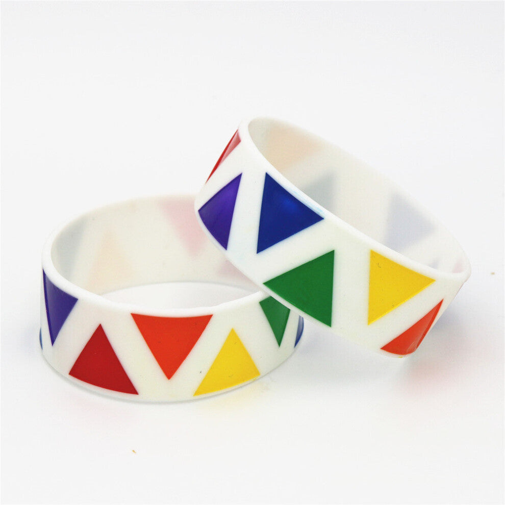 1PC Printed Triangle Rainbow Silicone Bracelets&Bangles Wide Gay Pride Wristband Women Men Adult SH169