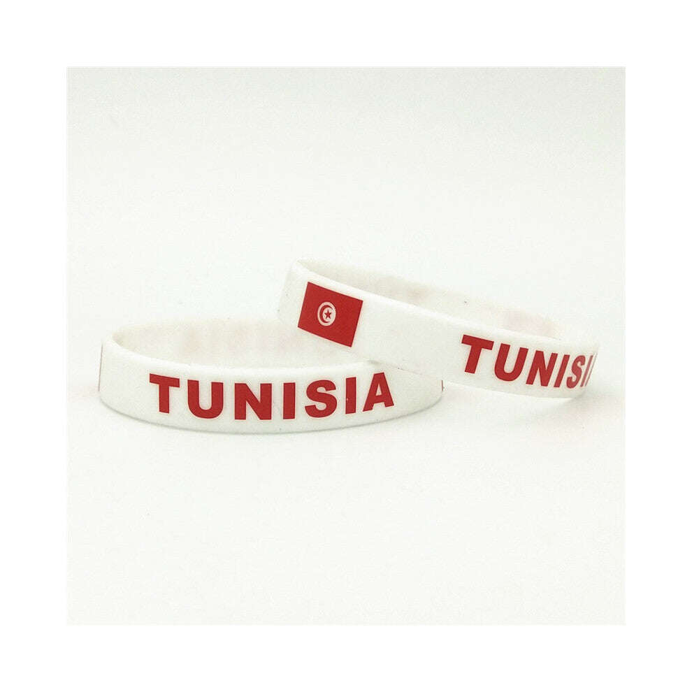 1PC Tunisi Flag Silicone Wristband Red Football Fans Sports Souvenir Silicone Rubber Bracelets&Bangles SH249