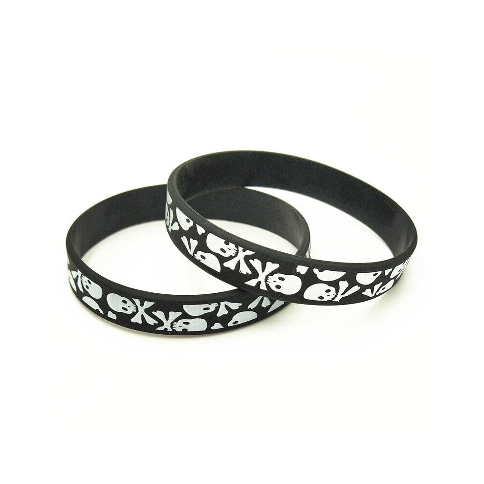 1PC Casual Skull Silicone Wristband 3 Colors Sports Rubber Bracelets&Bangles Hiphop Skeleton Charm Armbands SH272