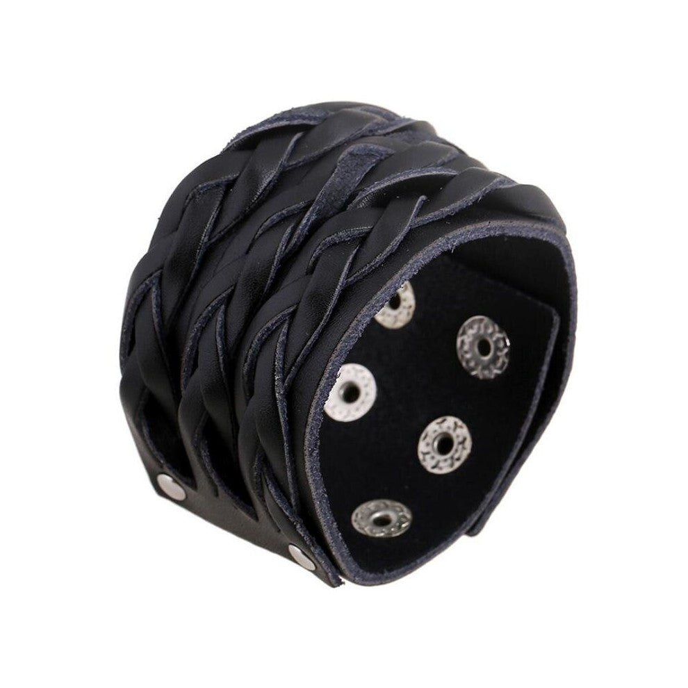 Punk Casual Bracelet Cuff Vintage Wide Leather Braided Woven Charm Wristbands Bangle Retro Biker Men Women Jewelry