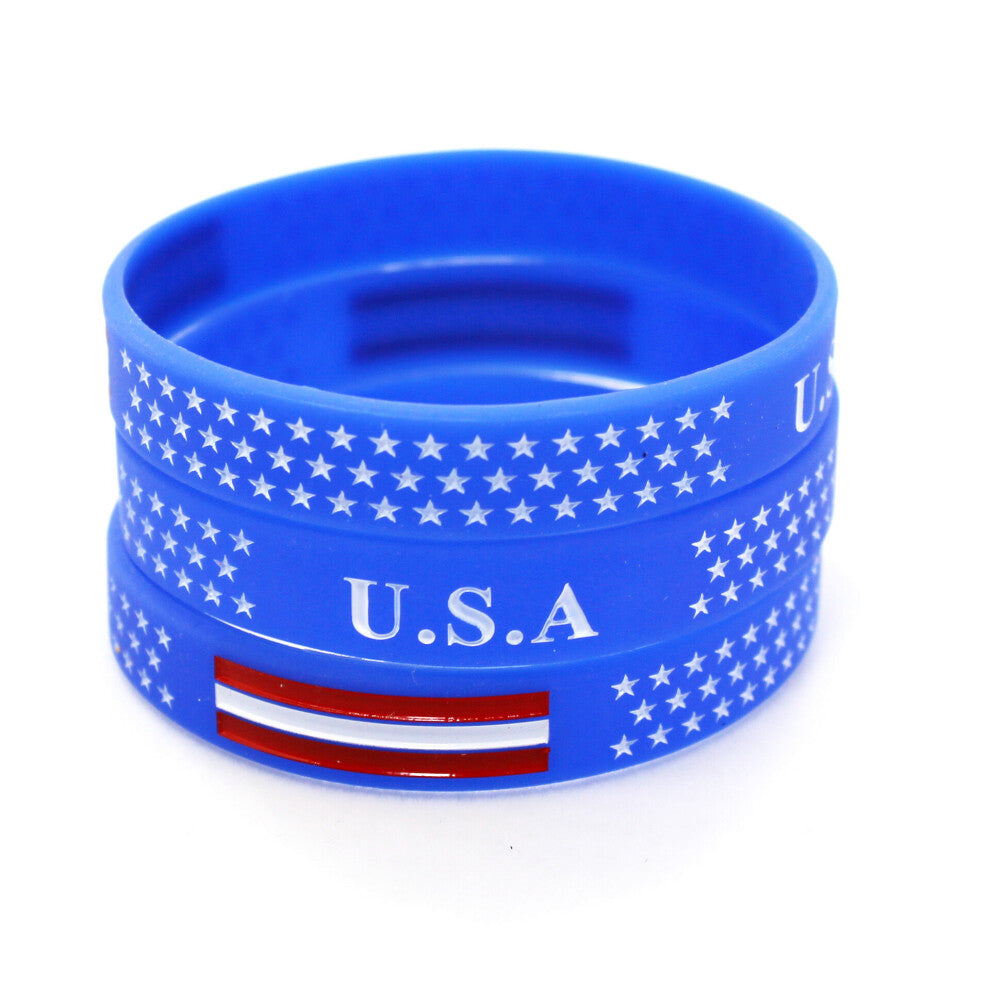 1PC Flag Stars Football Sports Rubber Silicone Bracelets&Bangles Wristband Women Men Jewelry SH336