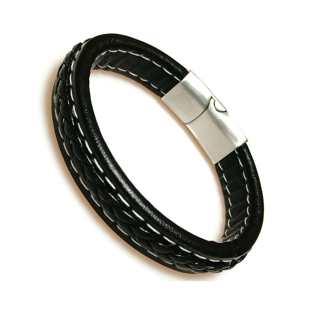 (GNN01 Hot Stamping-23cm) High Stainless Steel Multi-color Accessories Combination Men's Leather Bracelet For Handsome Boys Present