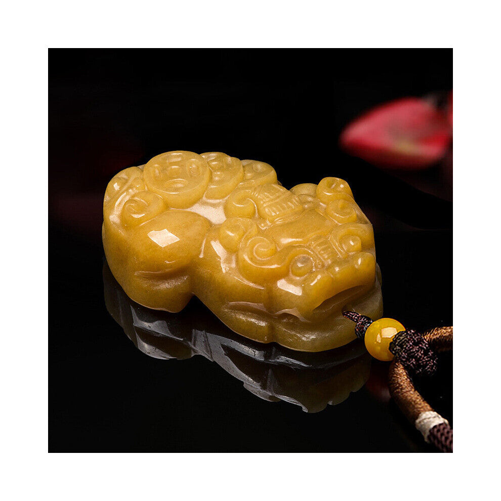 Hot Selling Natural Golden Silk Jade Lucky Pixiu Pendant Charm Jewellery Hand-Carved Pendant for Women Men Accessories