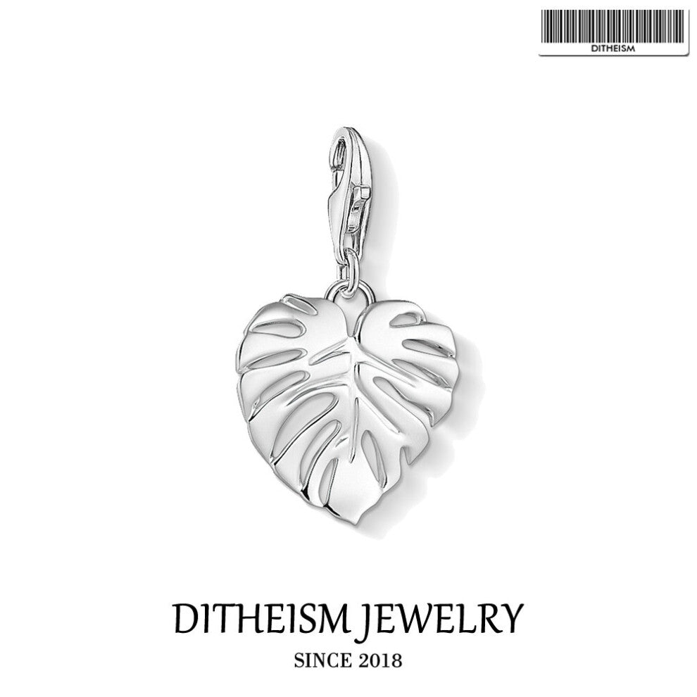 Monstera Leaf Charm Pendant Fit Bracelet Fine Jewelry Accessories DIY 925 Sterling Silver Jungle Collection For Women