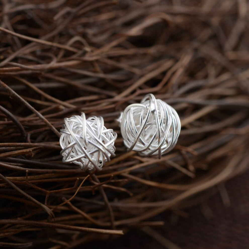 Stud Earrings For Women 925 Sterling Silver Round Hollow Earrings Bridal Wedding Fine Jewelry Daily Accessories