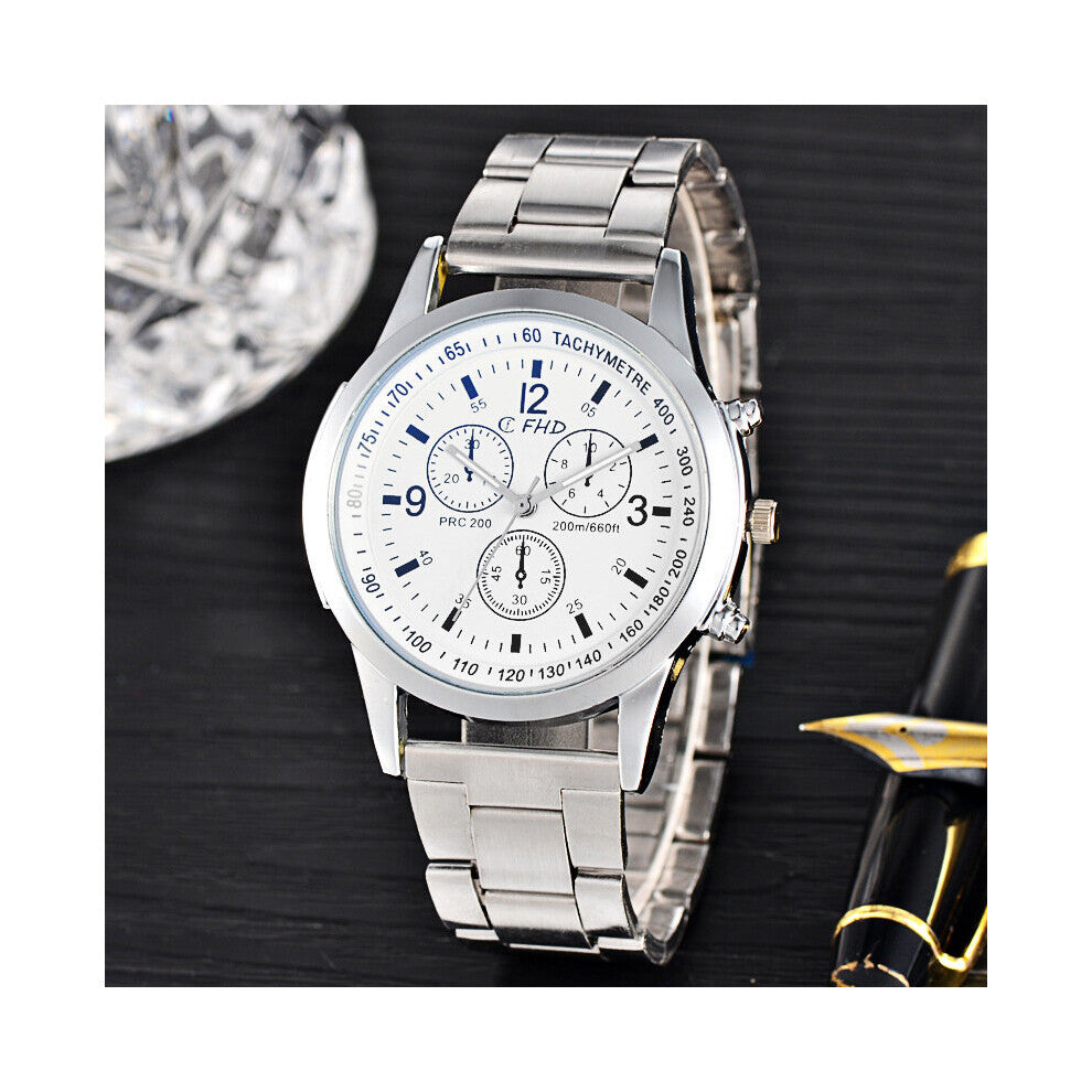 Business Blu-ray Glass Three-eye Men's Watch Men's Watch Thin Quartz Watch