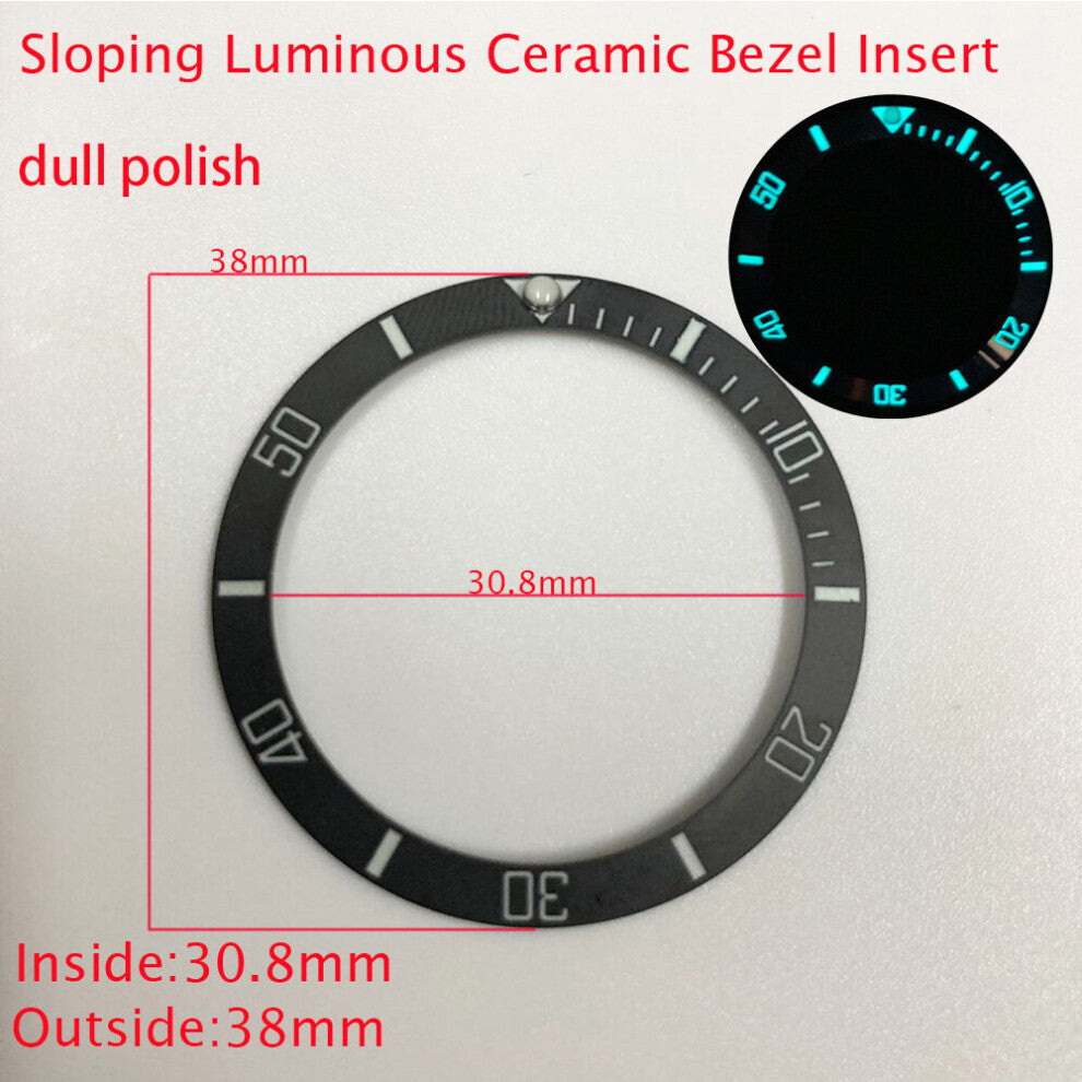 38*30.8mm Sloping Luminous Ceramic Bezel Insert Divers Replacement of watch accessories parts