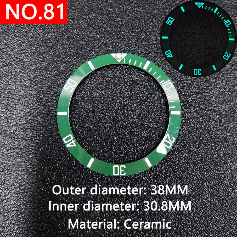 38*30.8mm Sloping Luminous Ceramic Bezel Insert Divers Replacement of watch accessories parts