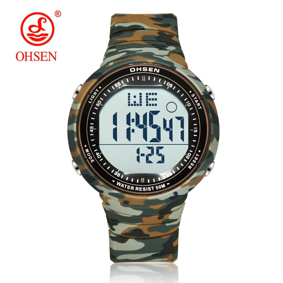 Ohsen Women Sports Watches Waterproof Ladies Jelly LED Digital Wristwatch Yellow Swimming Diving Hand Clock Montre Femme