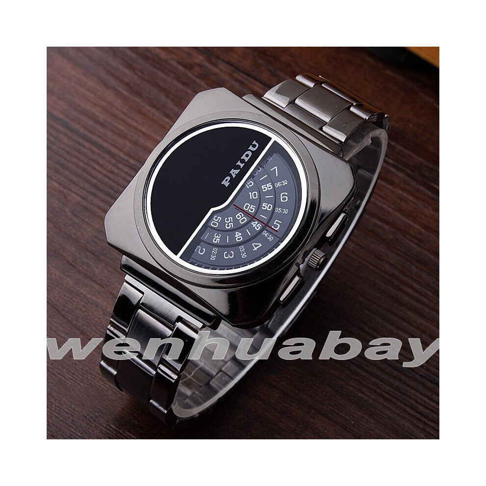 Unique Men Watch Square Dial Turntable Numeral Creative Quartz Wristwatch For Men Women Clock relogio masculino feminino