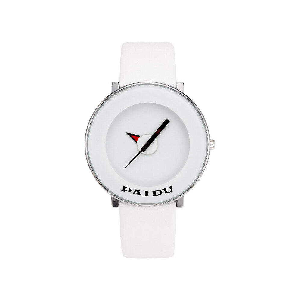 Minimalist Style Watch Men Turntable Dial Red Analog Quartz Soft Crazy Horse Leather Unique Mens Wristwatch