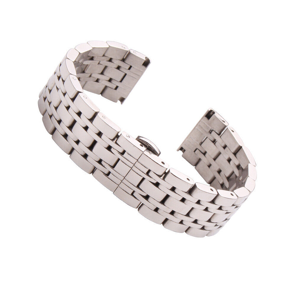18mm 20mm 22mm Stainless Steel Watch Band Strap Silver Polished Mens Replacement Metal Watchband Bracelet Accessories