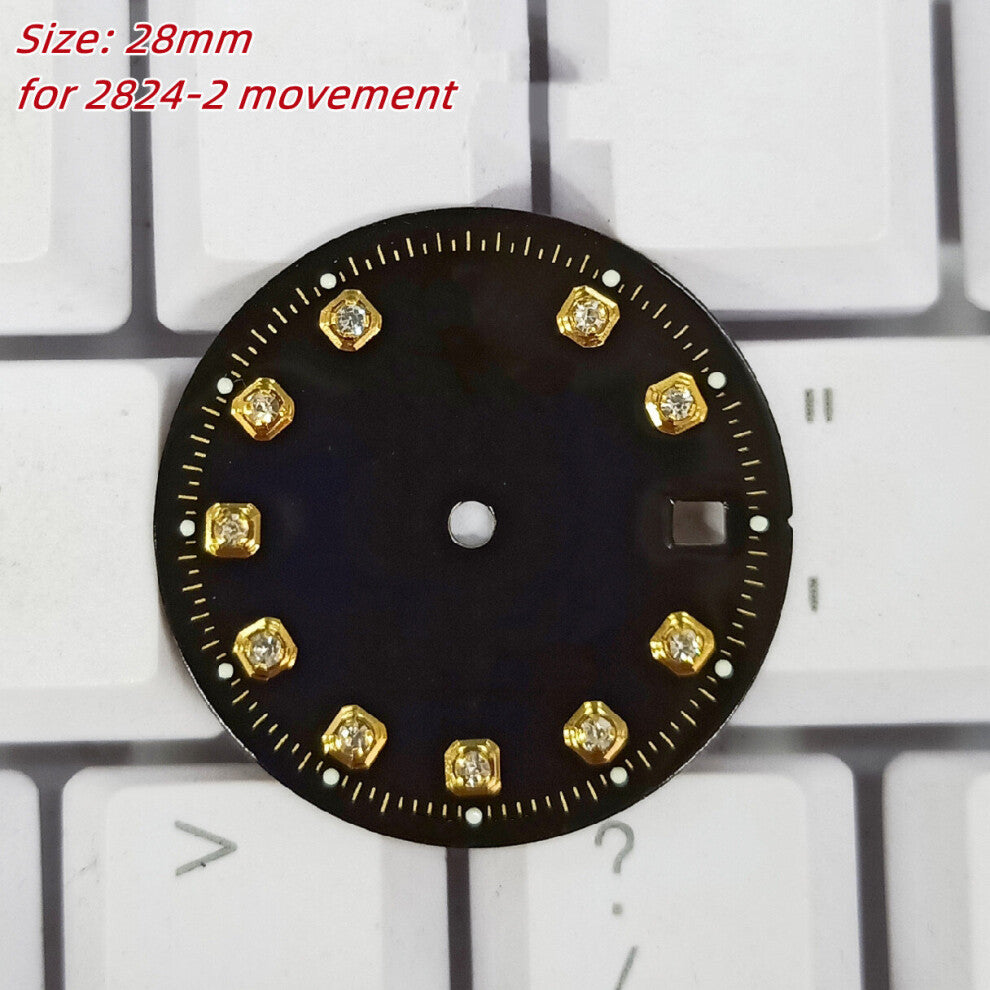 28-28.5mm Diameter Watch Accessories Literal Dial Diamond Surface Calendar Suitable Dial for ETA-2824 8200 8250 8215Movement