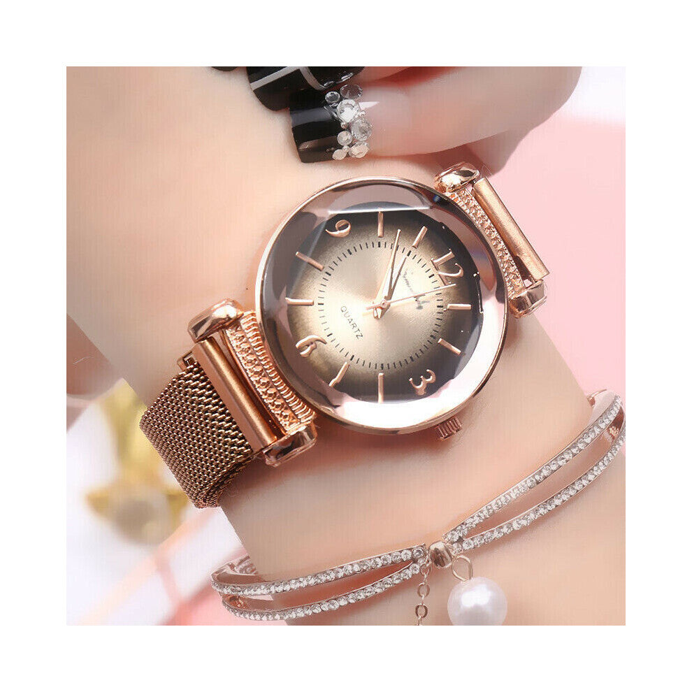 Women's Casual Watches Gradient Analog Quartz Wrist Watch Stainless Steel Band Accessories Gift