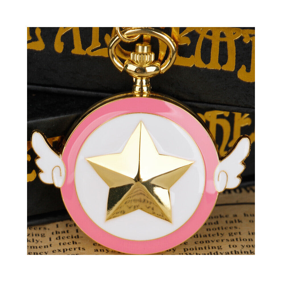 Classic Anime Star Wings Carved Quartz Pocket Watch Childlike Style Necklace Clothing Accessories relojes de bolsillo