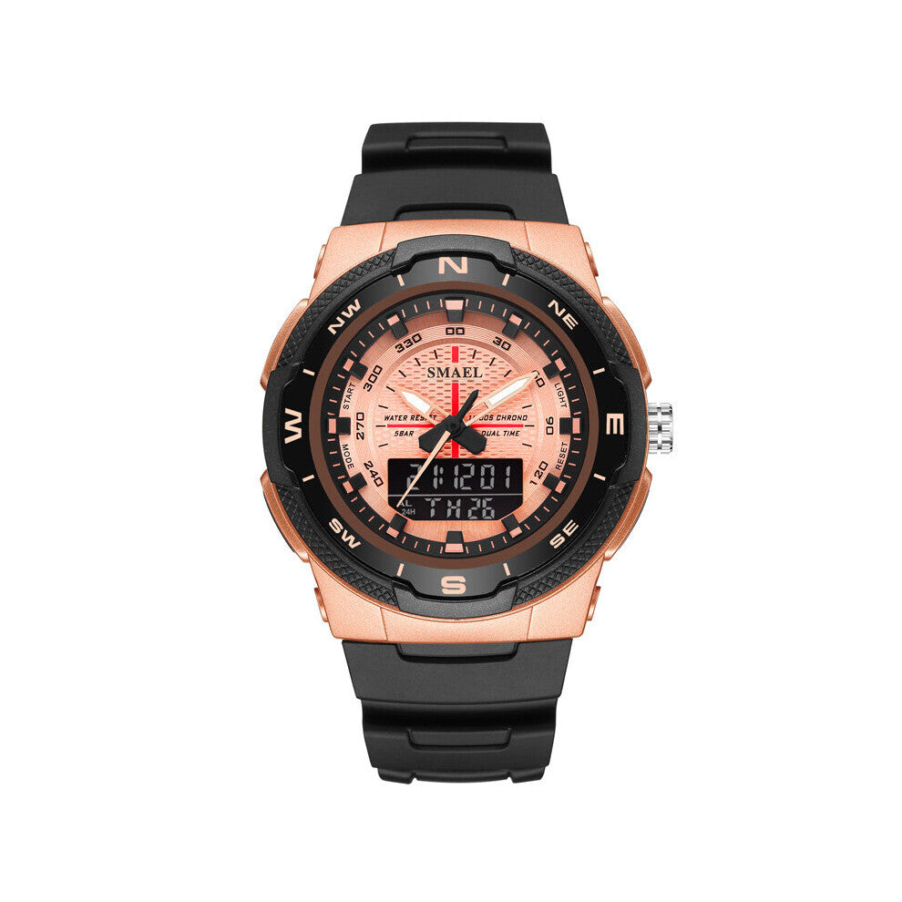 Men's Sports Watch Quartz Digital Waterproof Led Electronics Casual Men Watches Dual Time Display Chronograph Wristwatches