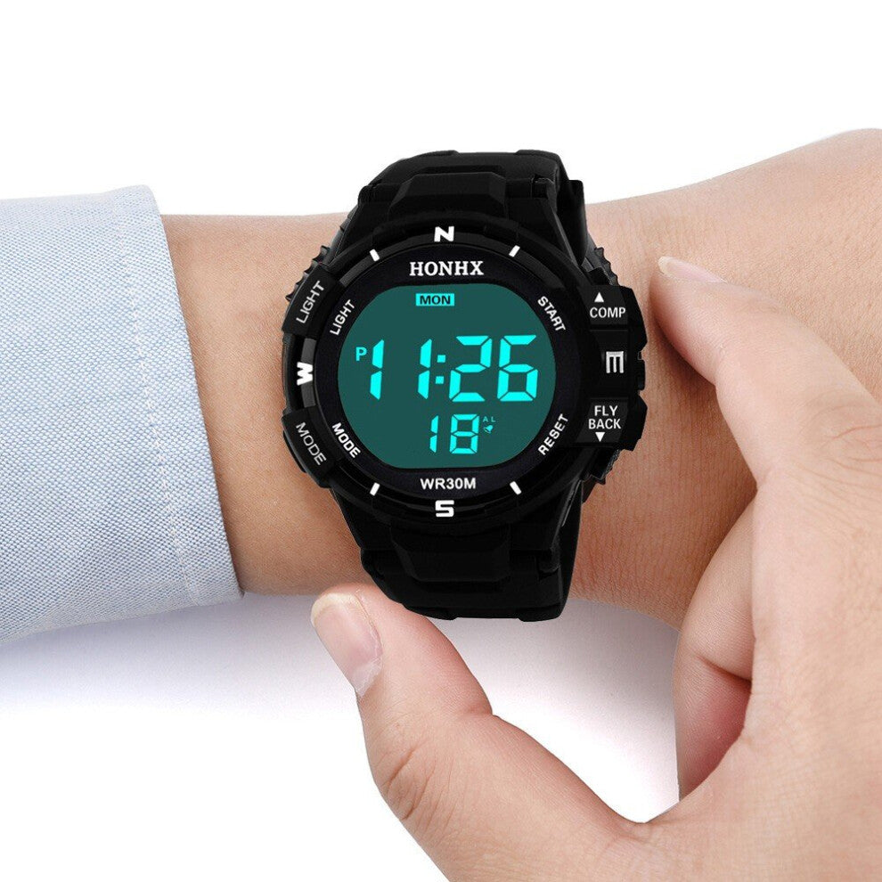 Digital Watch for Men 50m Diving Sports Watch Waterproof LED wristWatch Comfortable Silicone Strap Luminous Display Stopwatch