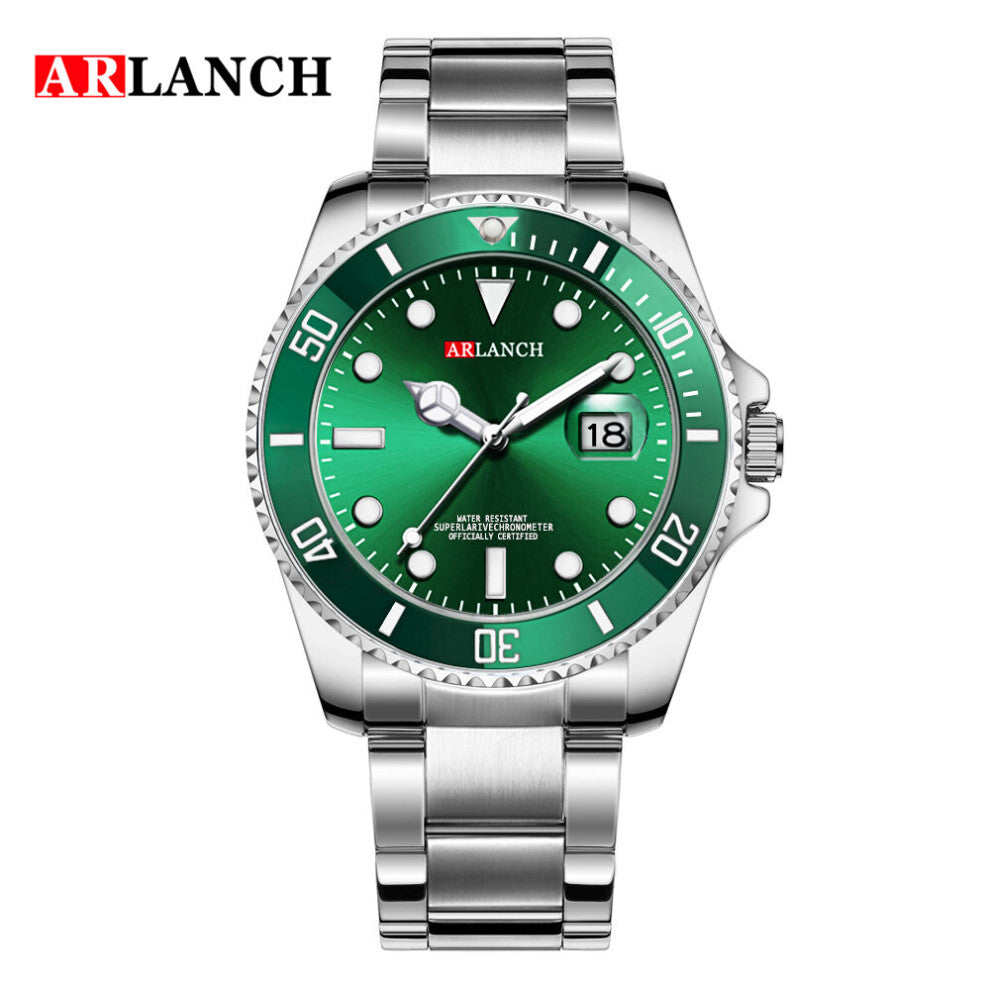 Top Men's Watch Diving Watch Waterproof Date Clock Sports Watch Stainless Steel Quartz Watch