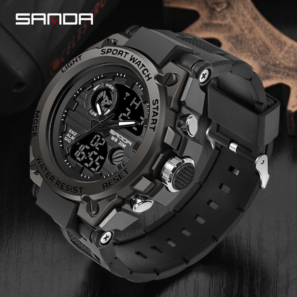 SANDA Top Watch Men Sports Watches Waterproof Dual Display Led Digital Electronics Watches Men Reloj Hombre