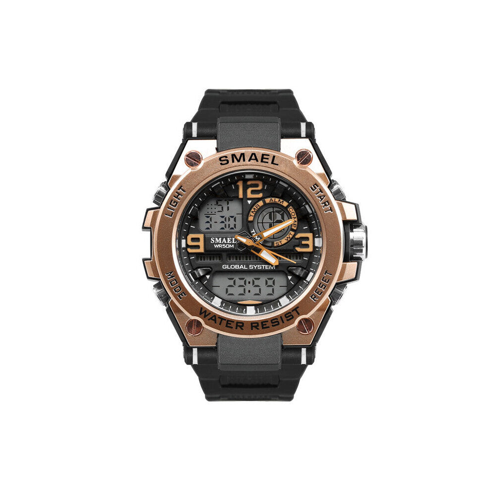 Sports Men's Watch Electronic Digital Hands Dual Display Time 50m Waterproof LED Luminous Dial Automatic Date Update