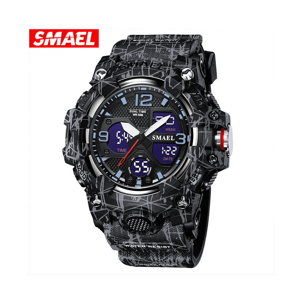 SMAEL Watch For Men 50m Waterproof Sports Watches Top Camouflage Style Outdoor Sport Digital Wristwatches