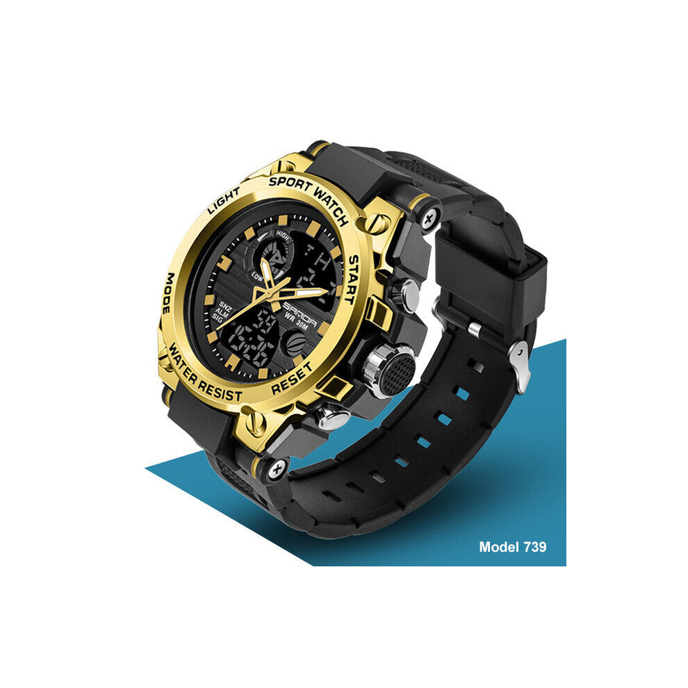 SANDA Watch Men Sports Watches Waterproof S Shock Dual Display Analog Digiatl Quartz Wristwatches Male Clock Relogio Masculino