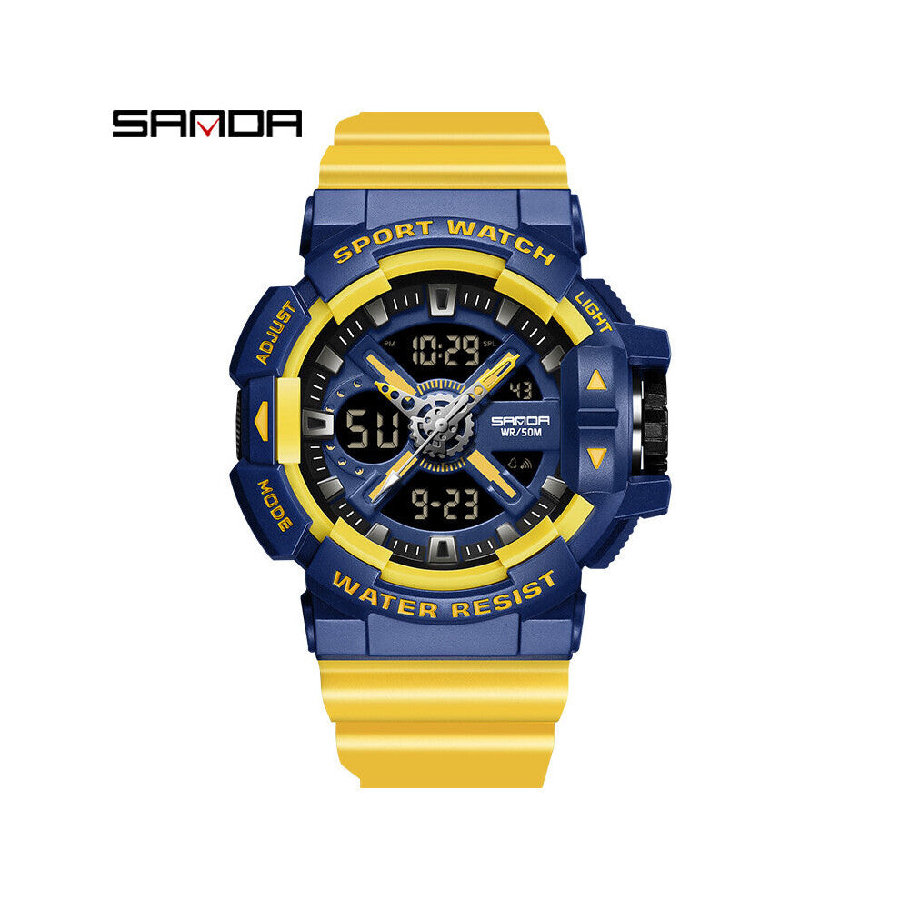 SANDA Men's Watches Dual Display Sports Military 50M Waterproof Digital Watch Quartz Wristwatch Clock Relogio Masculino
