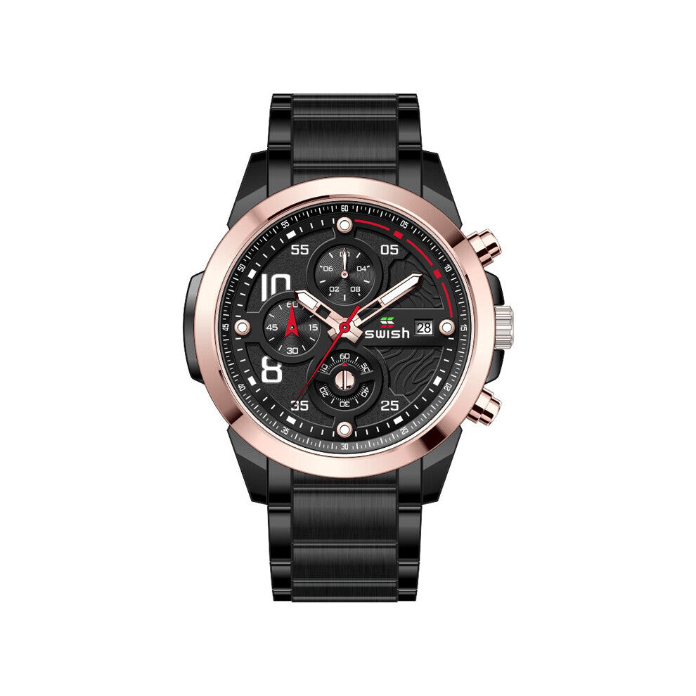 Men Quartz Watch Luminous Military Watches Stainless Steel Chronograph Waterproof Sports Wristwatch Male Relojes Hombre