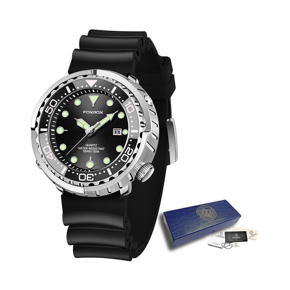 Relojes Hombre FOXBOX Watches Men Chronograph Male Sport Watches Waterproof Stainless Steel Quartz Watch