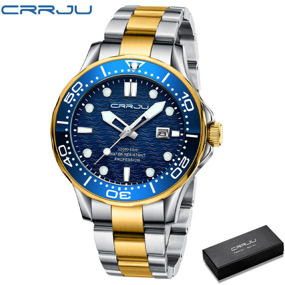 Men's Watch Sports Luminous Hands Men Stainless Steel Waterpoof Quartz Wrist Watches Relogio Masculino