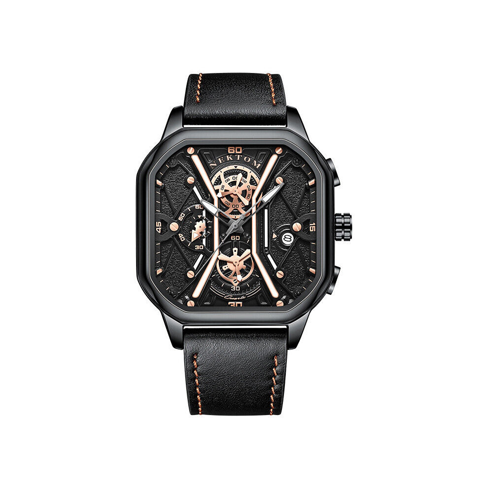 Waterproof Vintage Men's Watch Leather Watch Strap Sports Non-mechanical Men's Watch High-grade Noctilucent Square