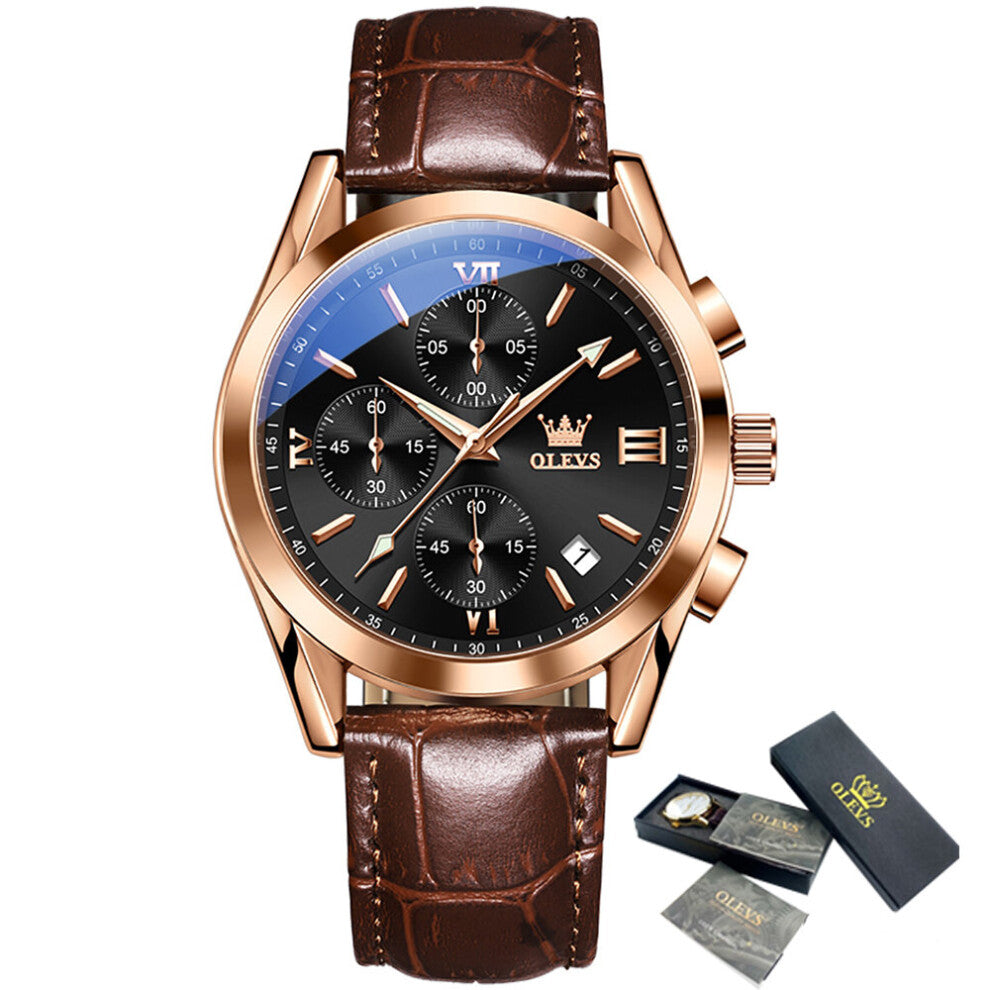 Watch For Men Top Waterproof Quartz Clock Brown Leather Sports WristWatch Orologio da uomo