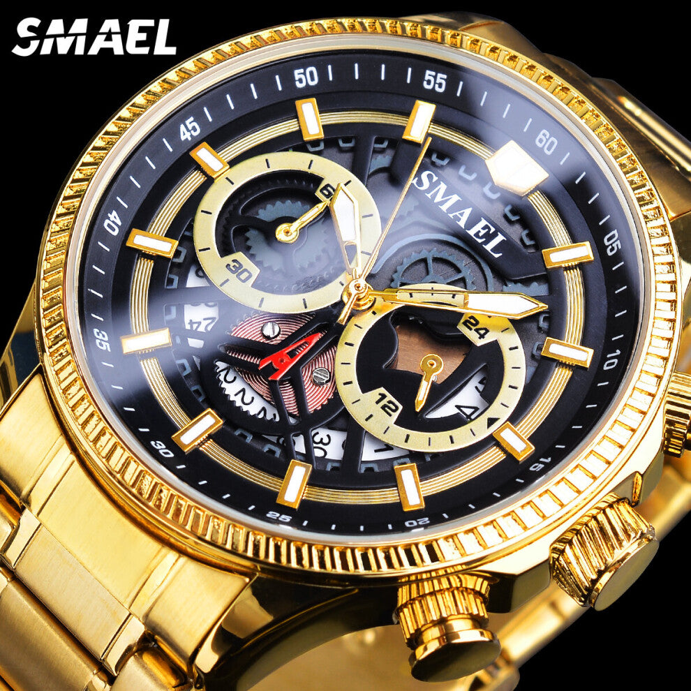 SMAEL Sports Quartz Watch Calender Military Wristwatch Dial Man Clock With Stainless Steel Relogio Masculino