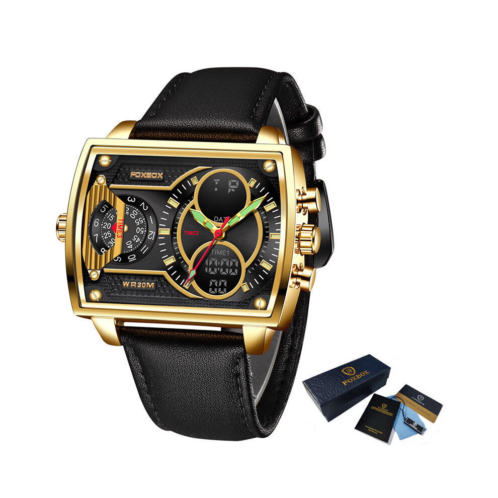 Digital Quartz Men Watches Waterproof Dual Display Mesh Belt Watch for Men Casual Sports Luminous Wristwatch