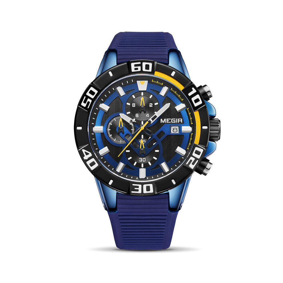 Chronograph Sports Watch Men Big Dial Waterproof Military Quartz Wrist Watch Man with Silicone Strap Drop