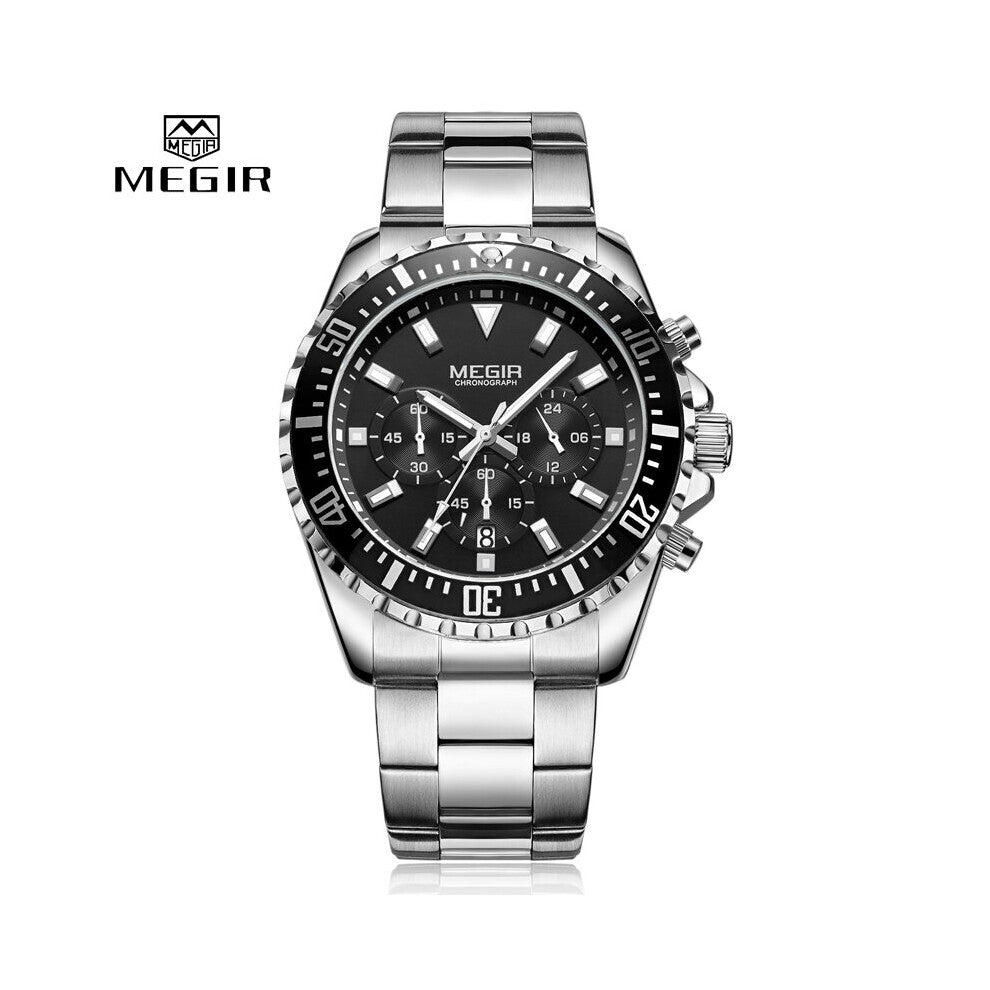 Top Men Quartz Watch Silver Steel Business Clock Chronograph Waterproof Mens Sports Watches Men's Wrist Watch