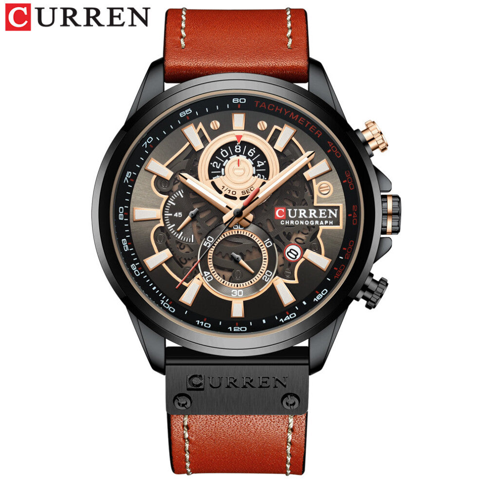 Men?s Watch Chronograph Business Watches Men Leather Quartz Clock Male Sports Wristwatch Relogio Masculino