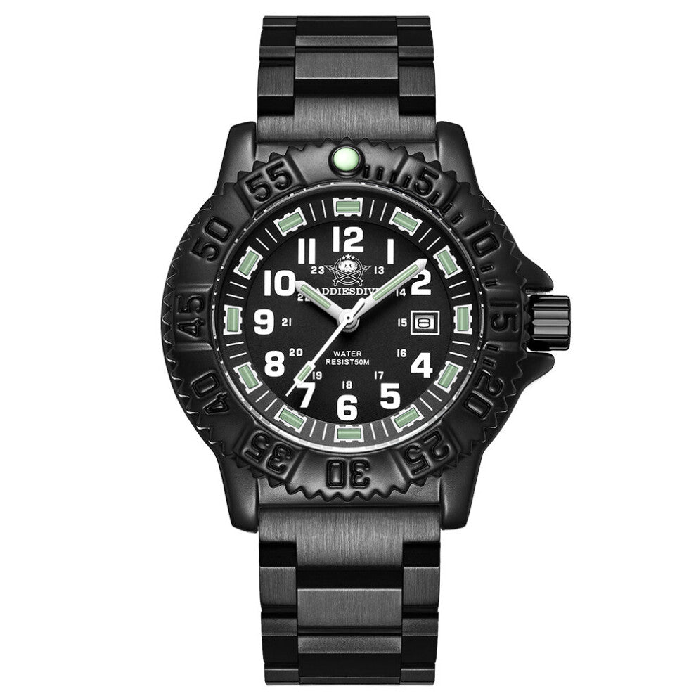 Men's watch Outdoor Sports Tubular Luminous Waterproof Stainless Steel Watch Chronograph Quartz Watches