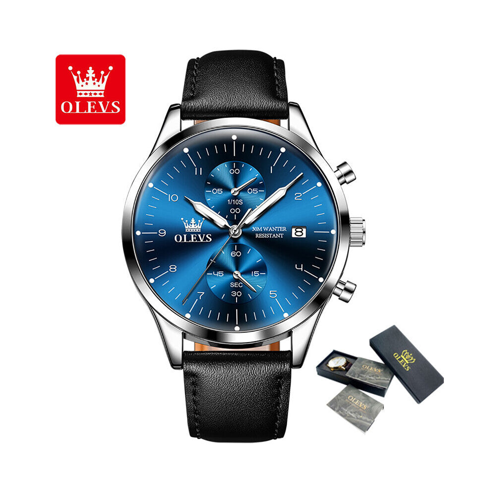 Watch Men Leather Sports Watches Men's Army Military Quartz Wristwatch Chronograph Male Clock Relogio Masculino