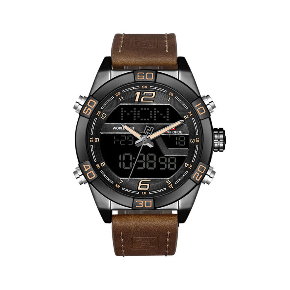 Men Sports Watches Men's Quartz Clock Man Leather Army Military Led Digital Watch Waterproof