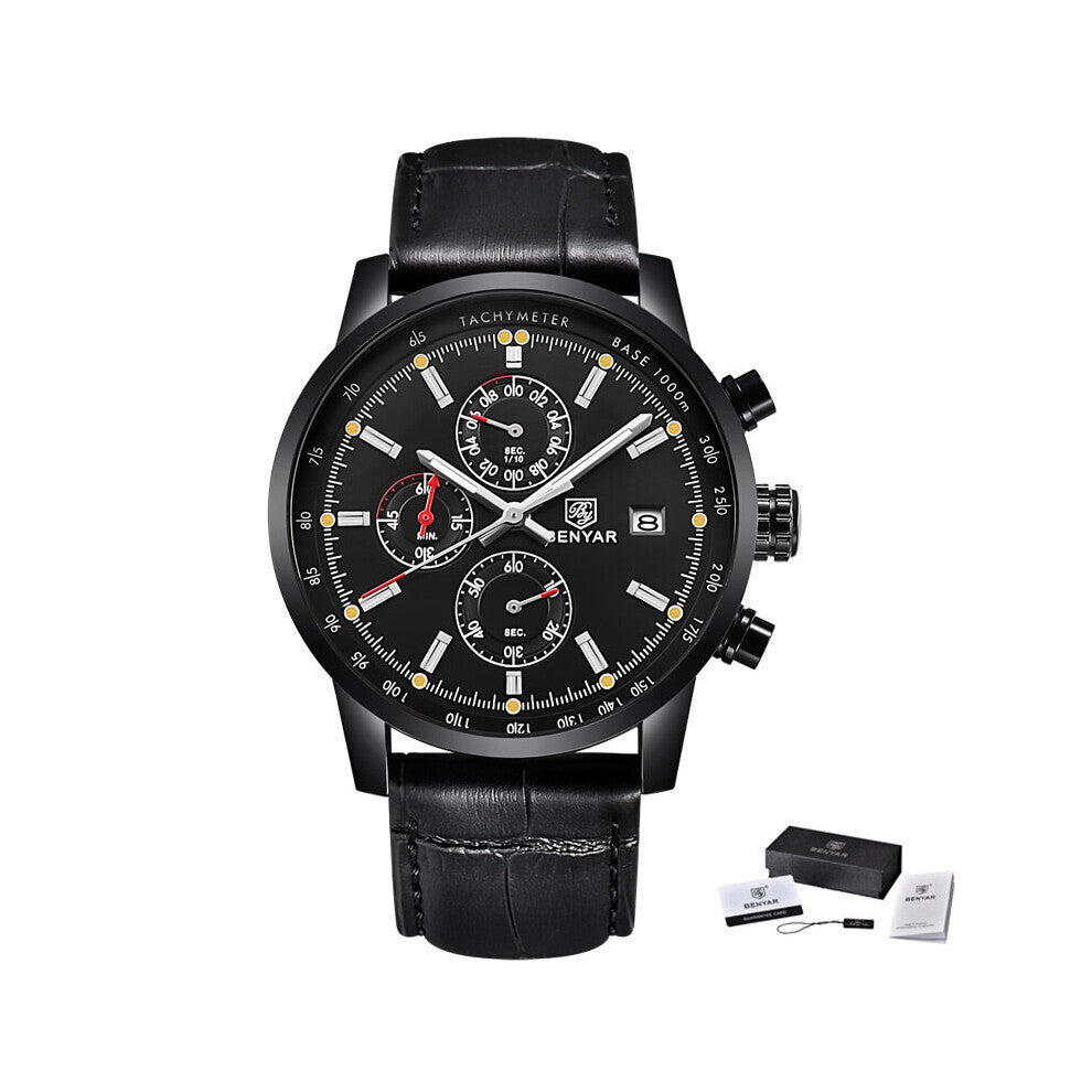 Top Sport Mens Watches Male Clock Chronograph Waterproof Business Quartz Leather Wrist Watch Men