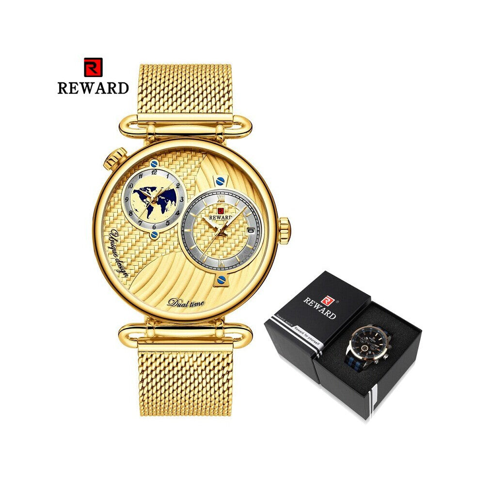 Watches Men Dual time zone Dial Clock Wristwatches For Men's Quarzt Watch Waterproof Full steel Watch