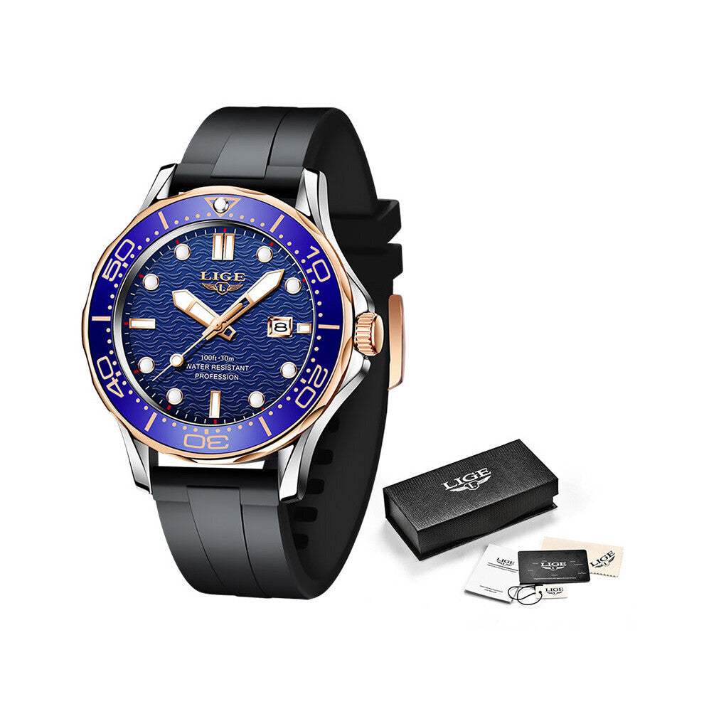 2021LIGE Silicone Men Watch 30M Waterproof Date Clock Sport Men Quartz Wristwatches relojes para hombre reloj