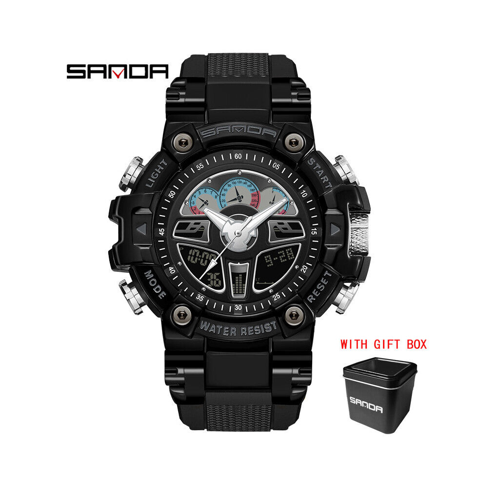 Quartz Wristwatches Military Sport Countdown Clock Colorful Metal Case Analog LED Digital Watch Waterproof Watch For Men