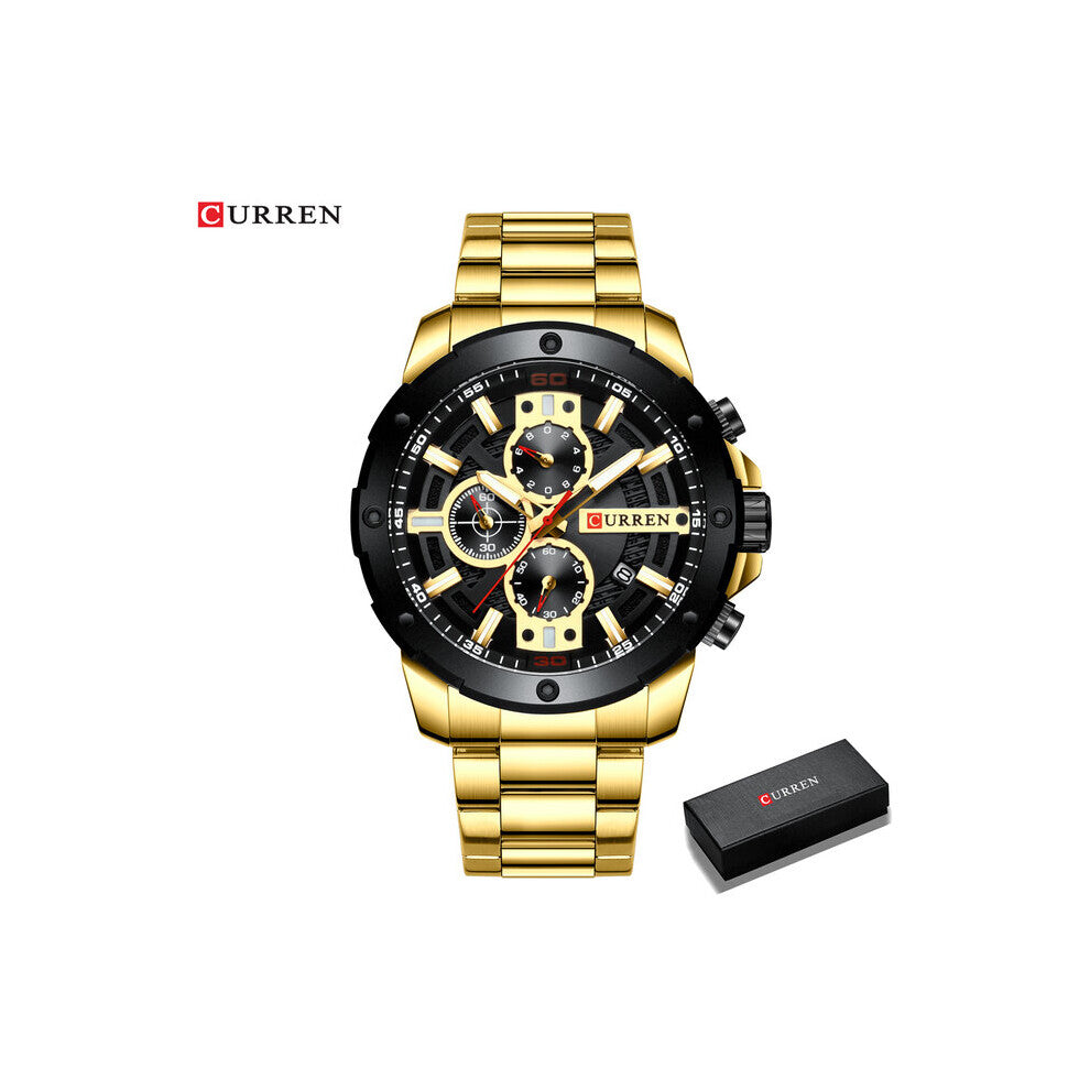 Watches Men Stainless Steel Band Quartz Wristwatch Military Chronograph Clock Male Sporty Watch Waterproof