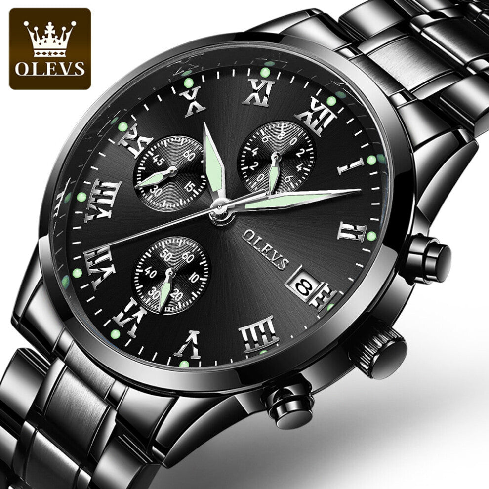OLEVS Leisure Watch Men Auto Date Quartz Business Clock Luminous Sports Wristwatch Stainless Steel Men's Watches