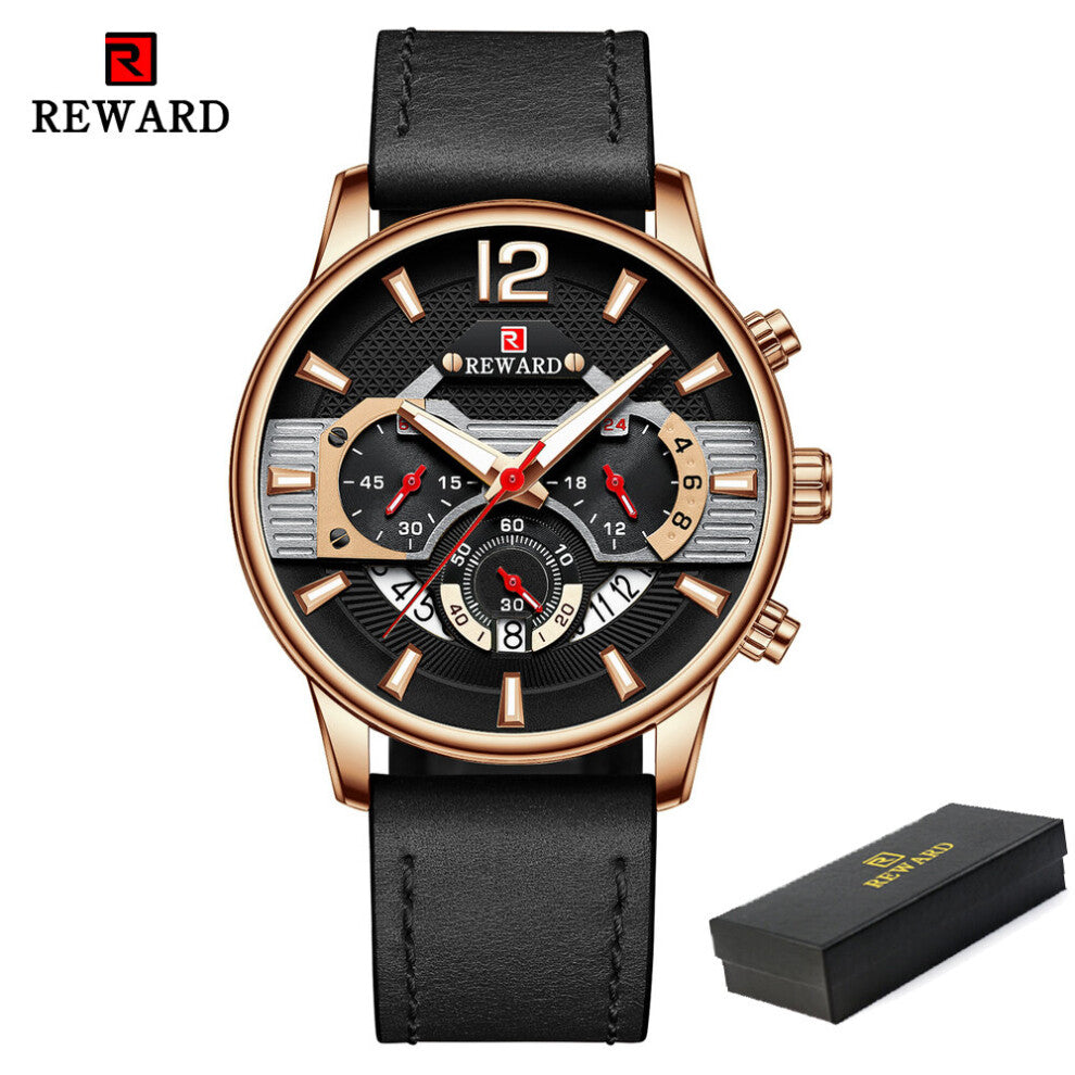 Mens Watches Top Sport Quartz Waterproof Luminous Watch Men Chronograph Leather Date Wristwatch Reloj Hombre